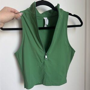 Vitality Green Zip-Up Crop Top